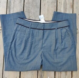 J. Crew Wool Blend Pants NWT Womens 12 Career Office Gray Black Crochet Trim